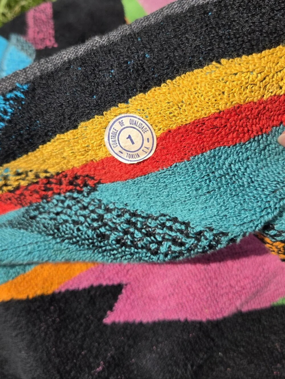 VTG Royal Terry Beach Towel Southwestern Aztec Pastel Pink Teal Geometric
